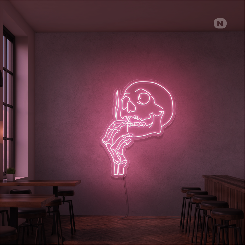 Insegna Al Neon Testa di teschio fumante