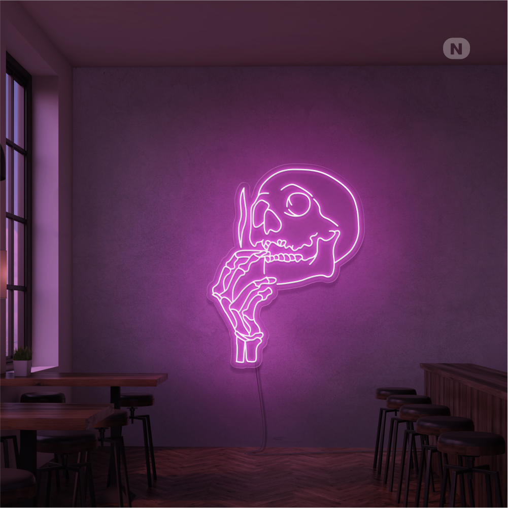 Insegna Al Neon Testa di teschio fumante