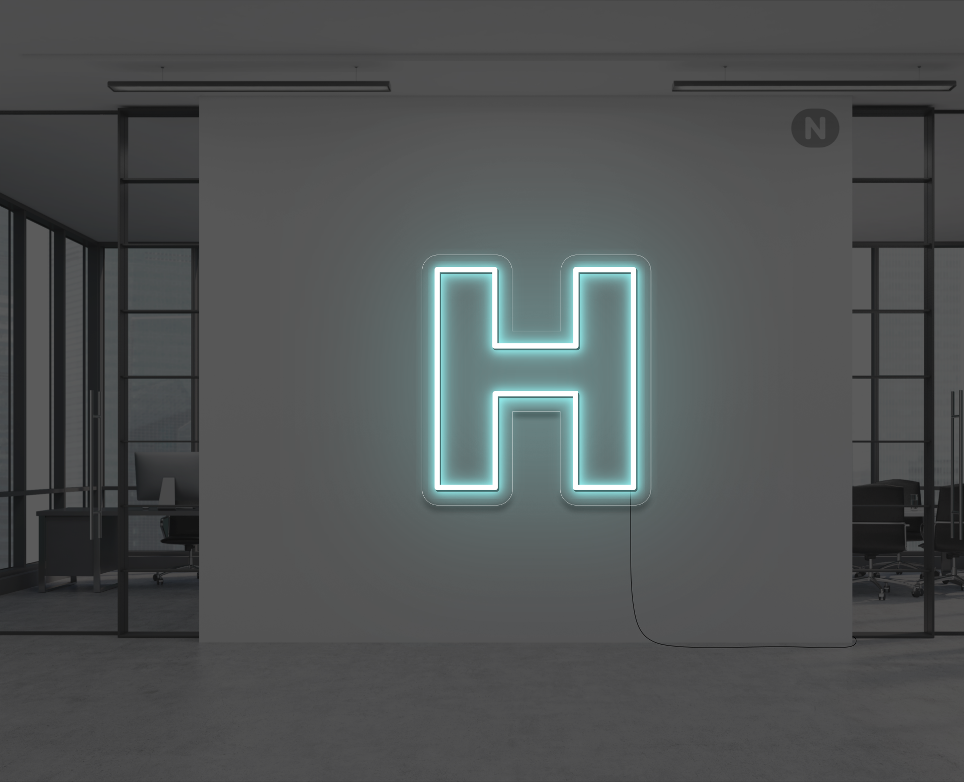 lettera-h-al-neon-blu-ghiaccio