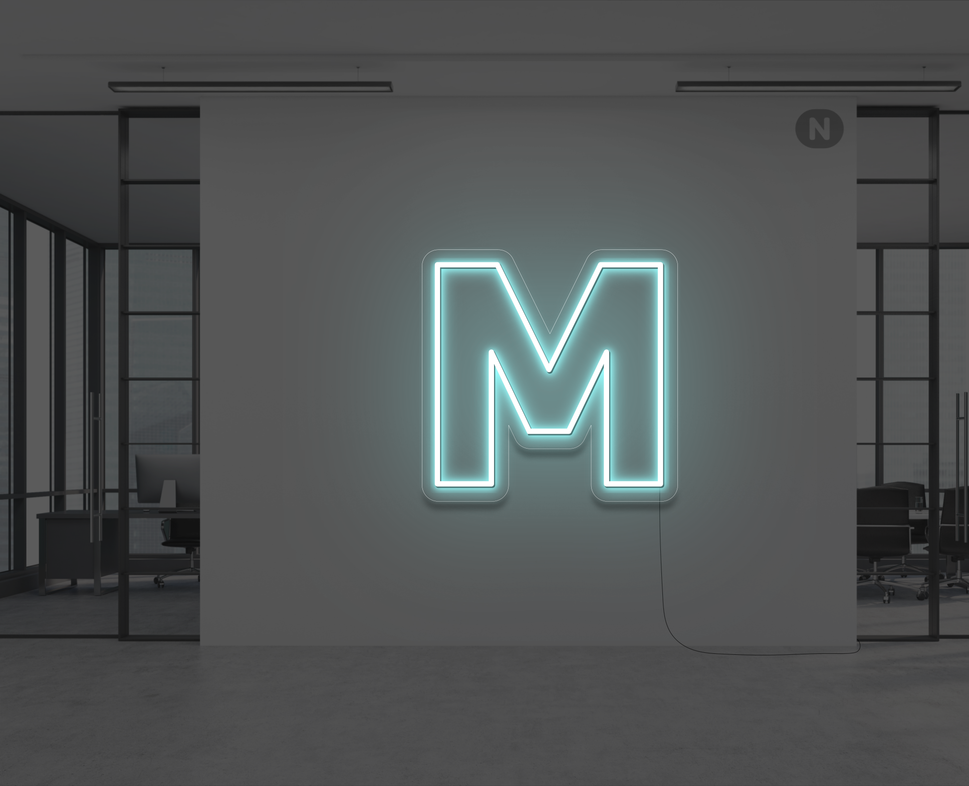 lettera-m-al-neon-blu-ghiaccio