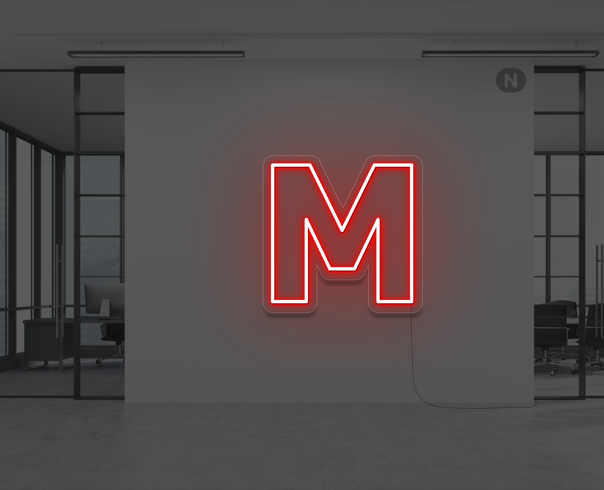 lettera-m-al-neon-rosso