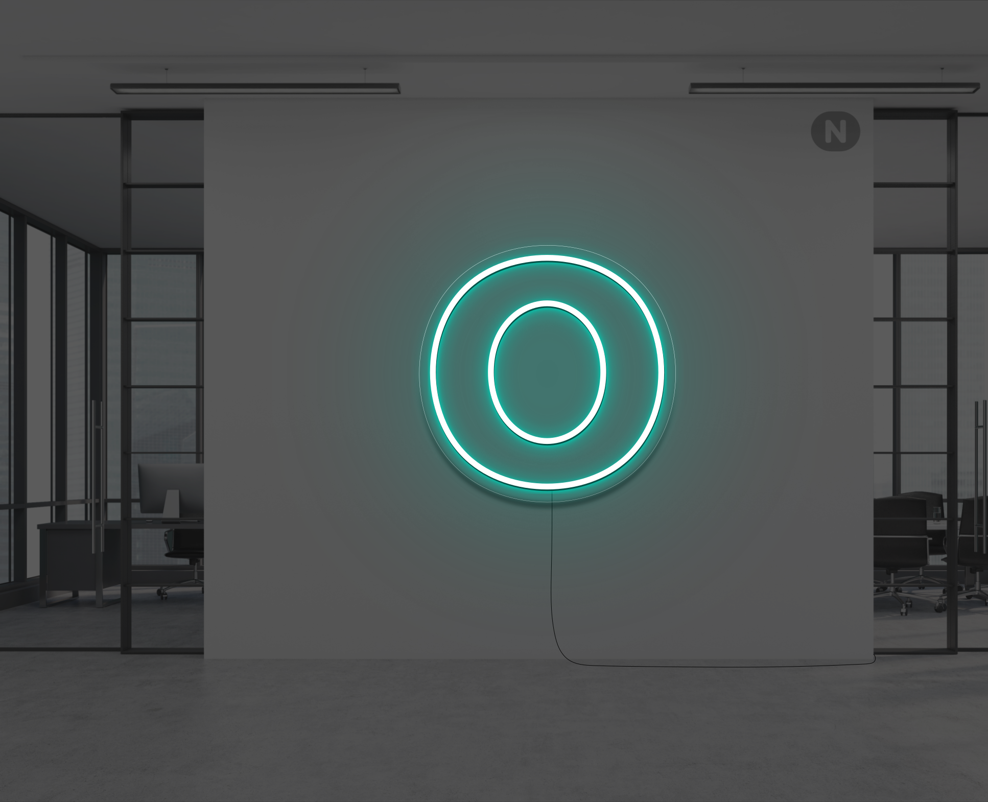 lettera-o-al-neon-turchese