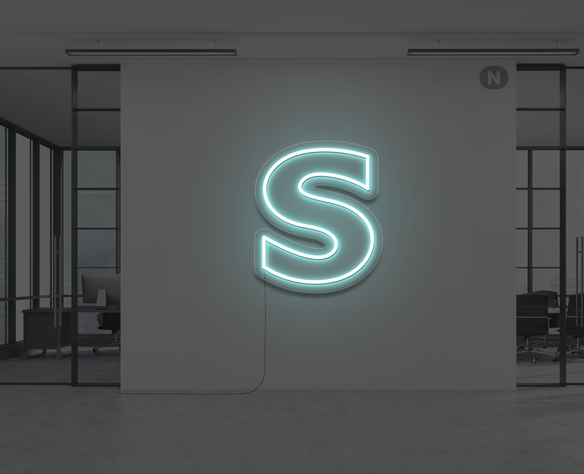 lettera-s-al-neon-blu-ghiaccio