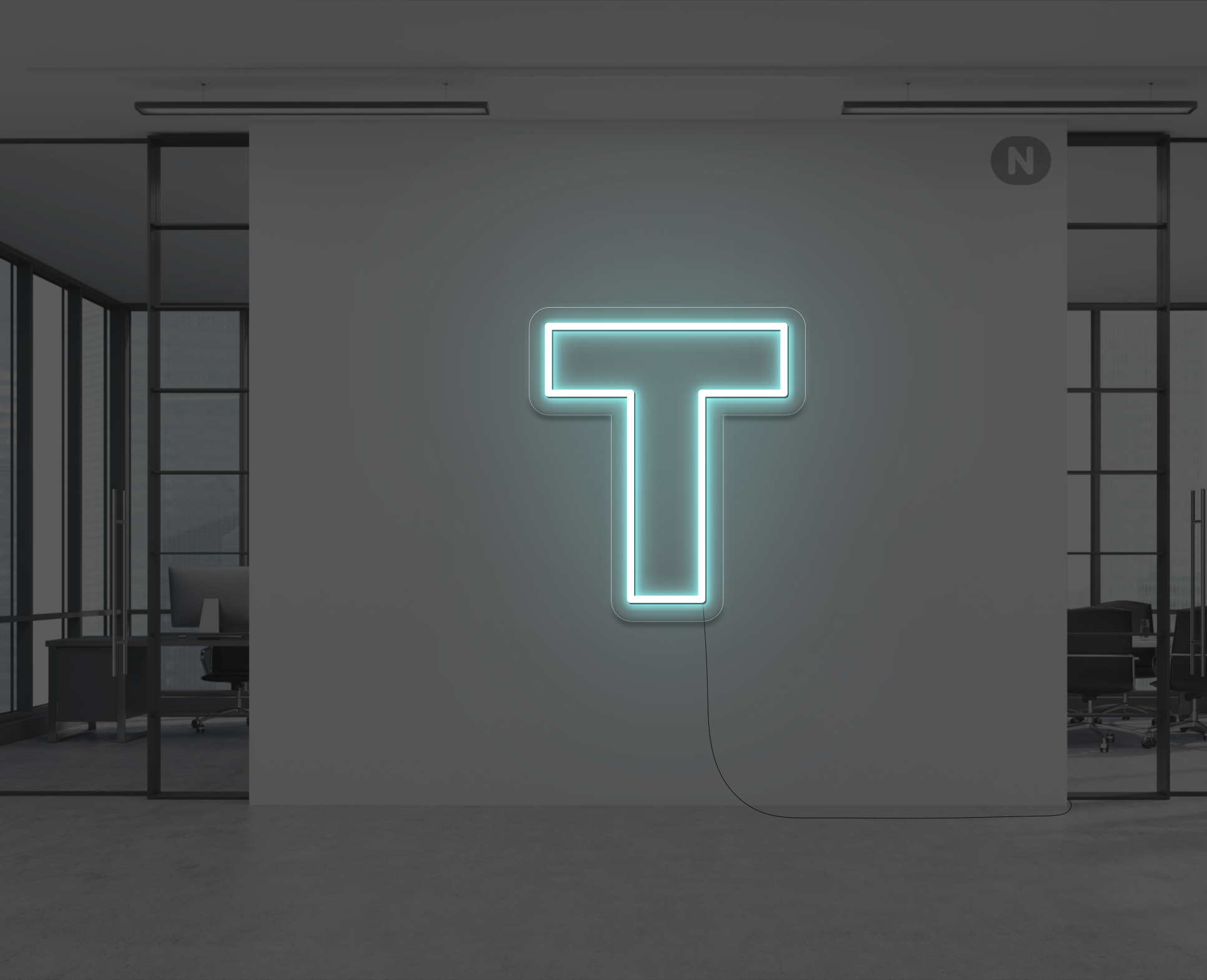 lettera-t-al-neon-blu-ghiaccio