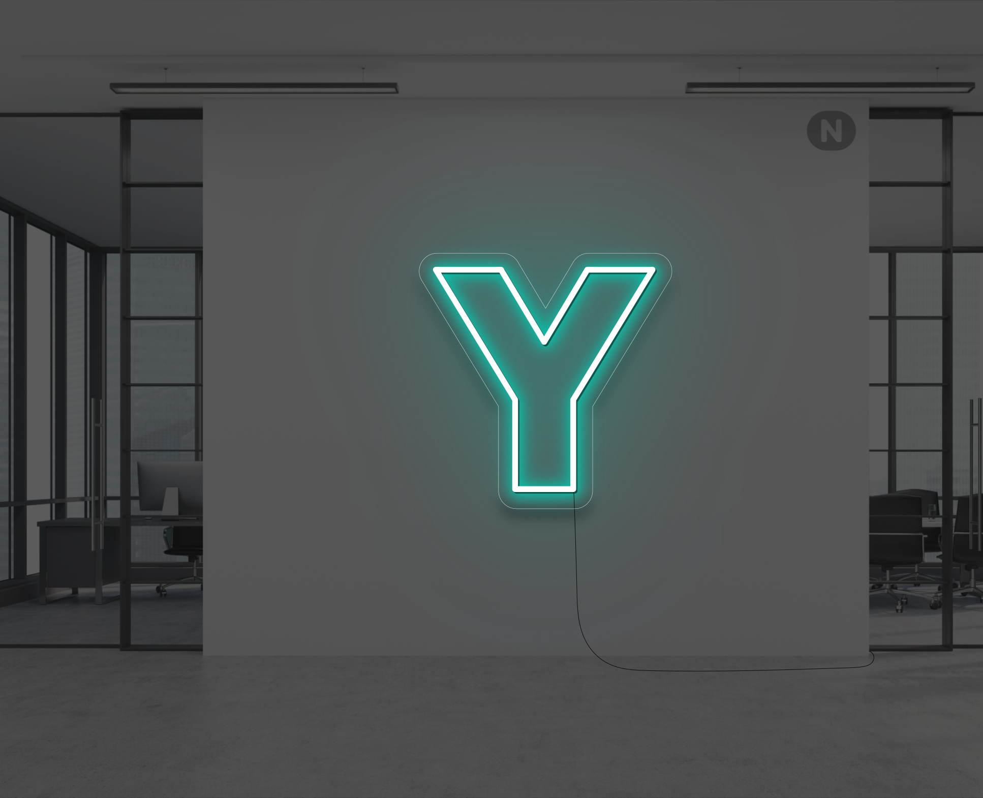 lettera-y-al-neon-turchese