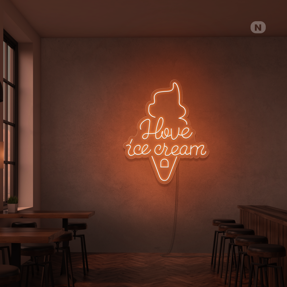 Insegna al neon I love ice cream