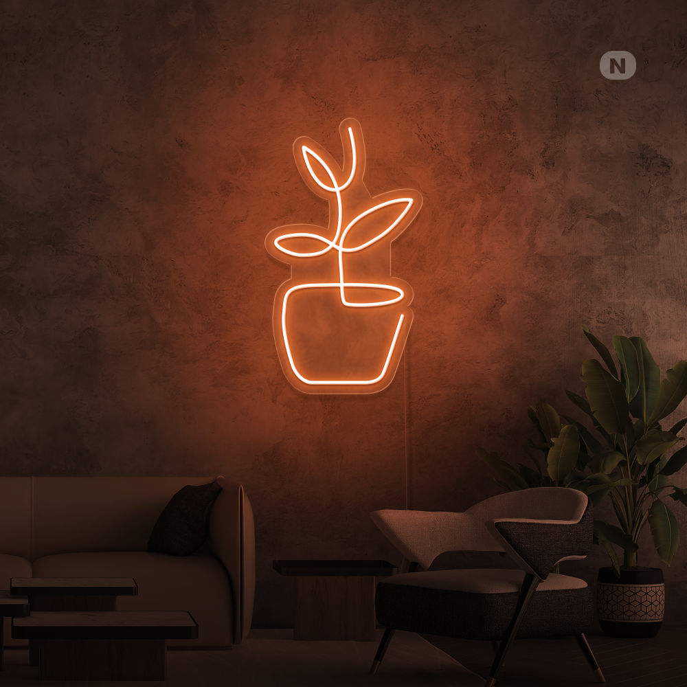 Insegna al neon vaso per fiori