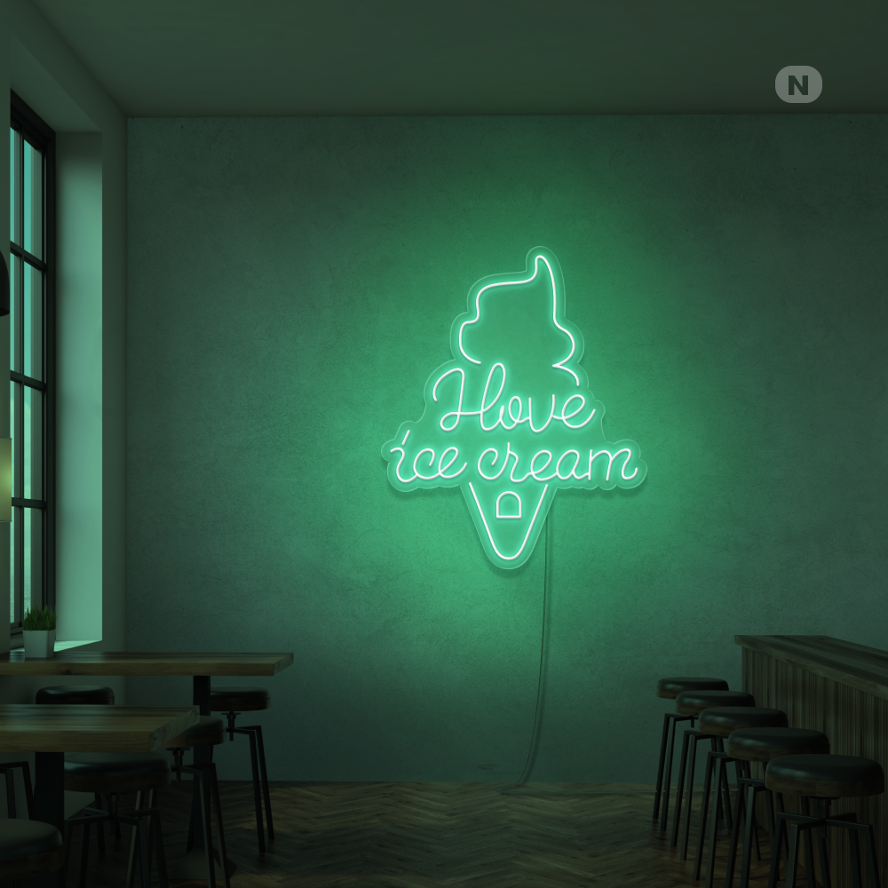 Insegna al neon I love ice cream