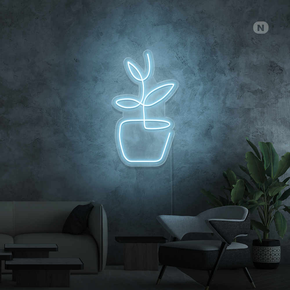 Insegna al neon vaso per fiori