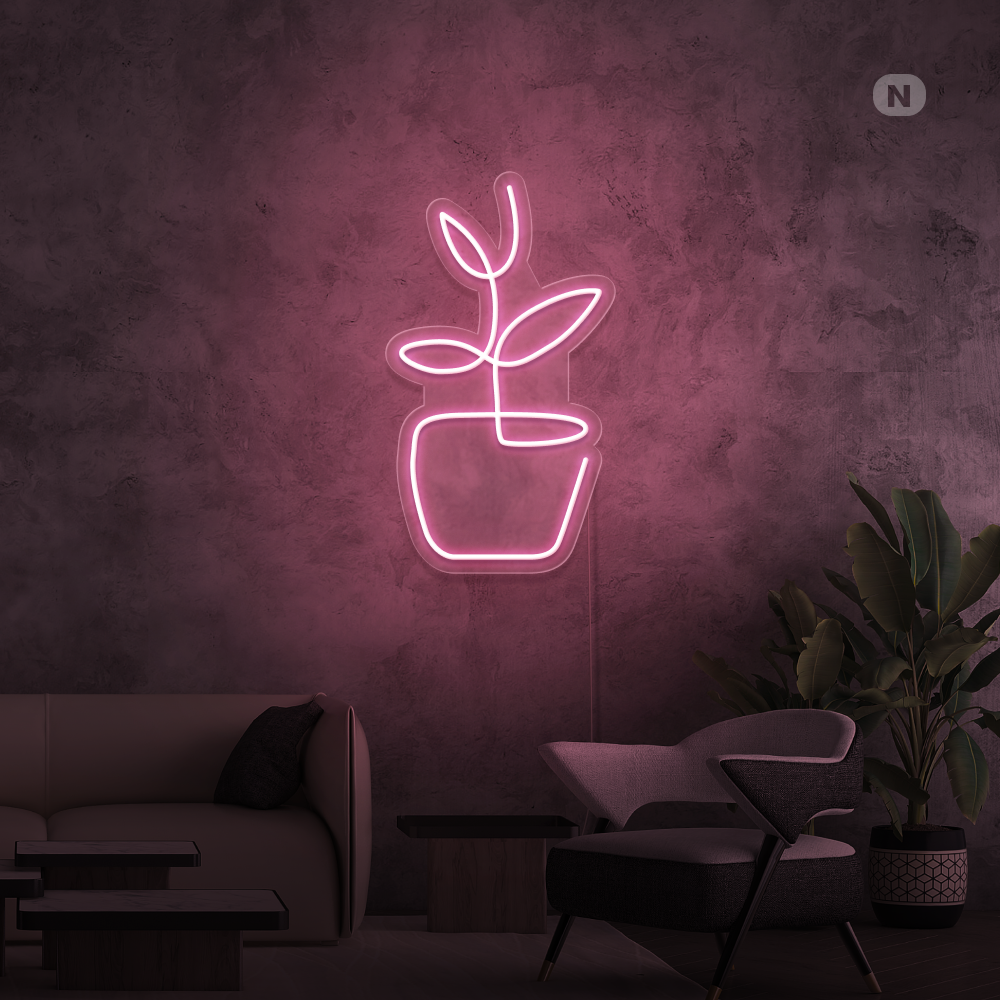 Insegna al neon vaso per fiori