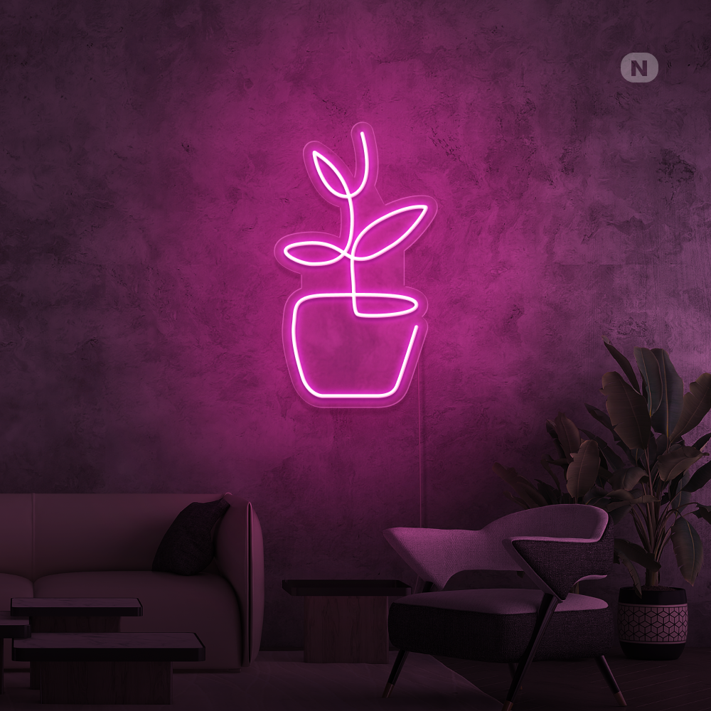 Insegna al neon vaso per fiori