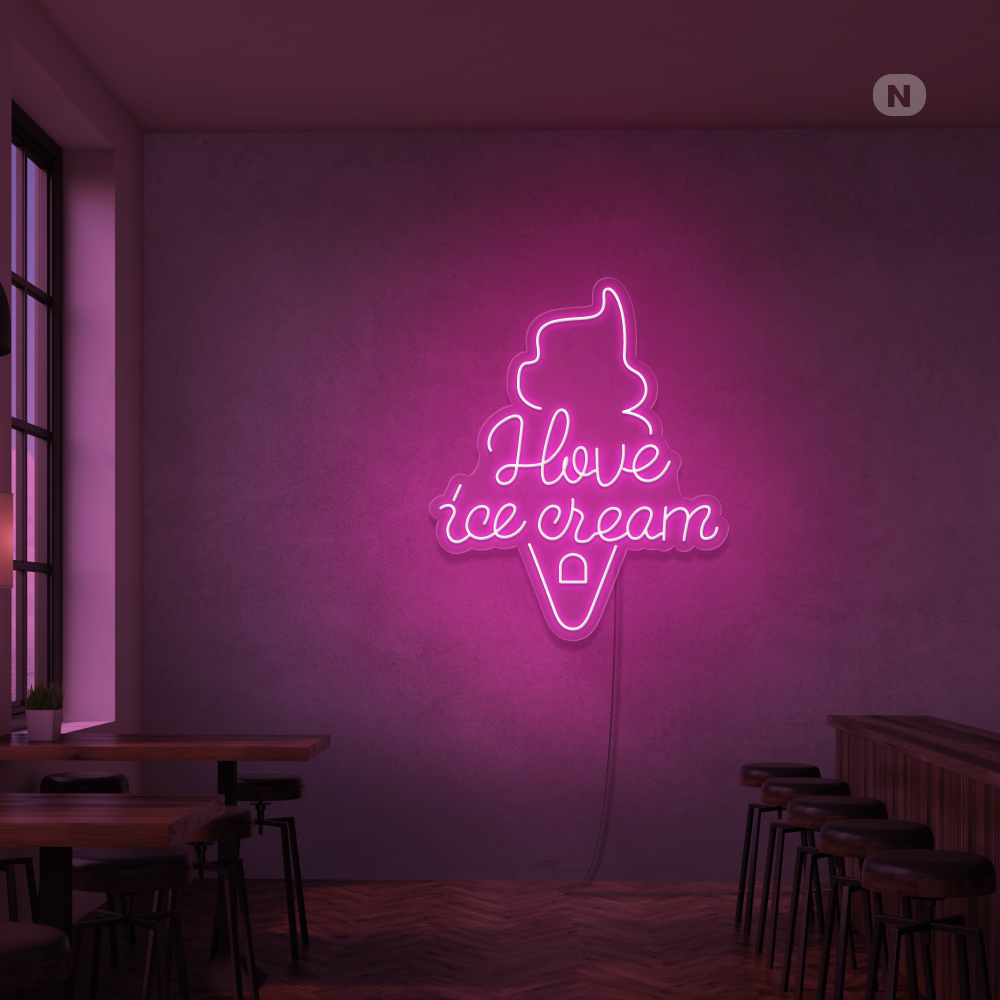 Insegna al neon I love ice cream