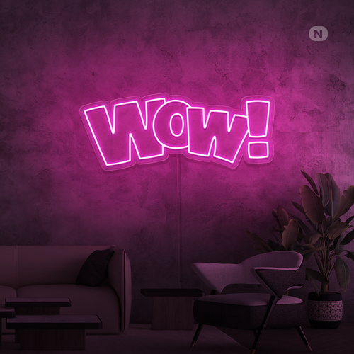 Insegna al neon Wow!