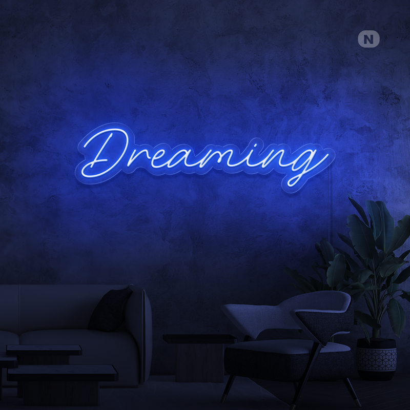 Quadro luminoso Dream da parete insegna a led luce blu effetto Neon 