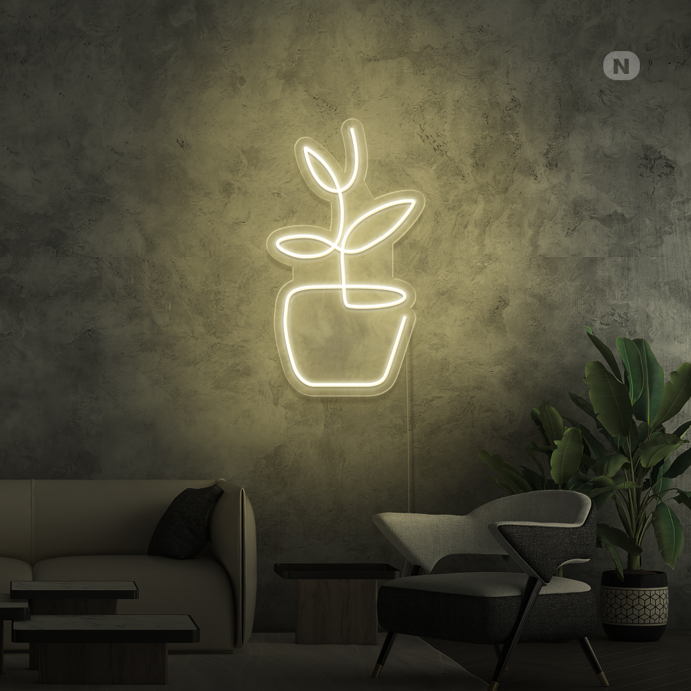 Insegna al neon vaso per fiori