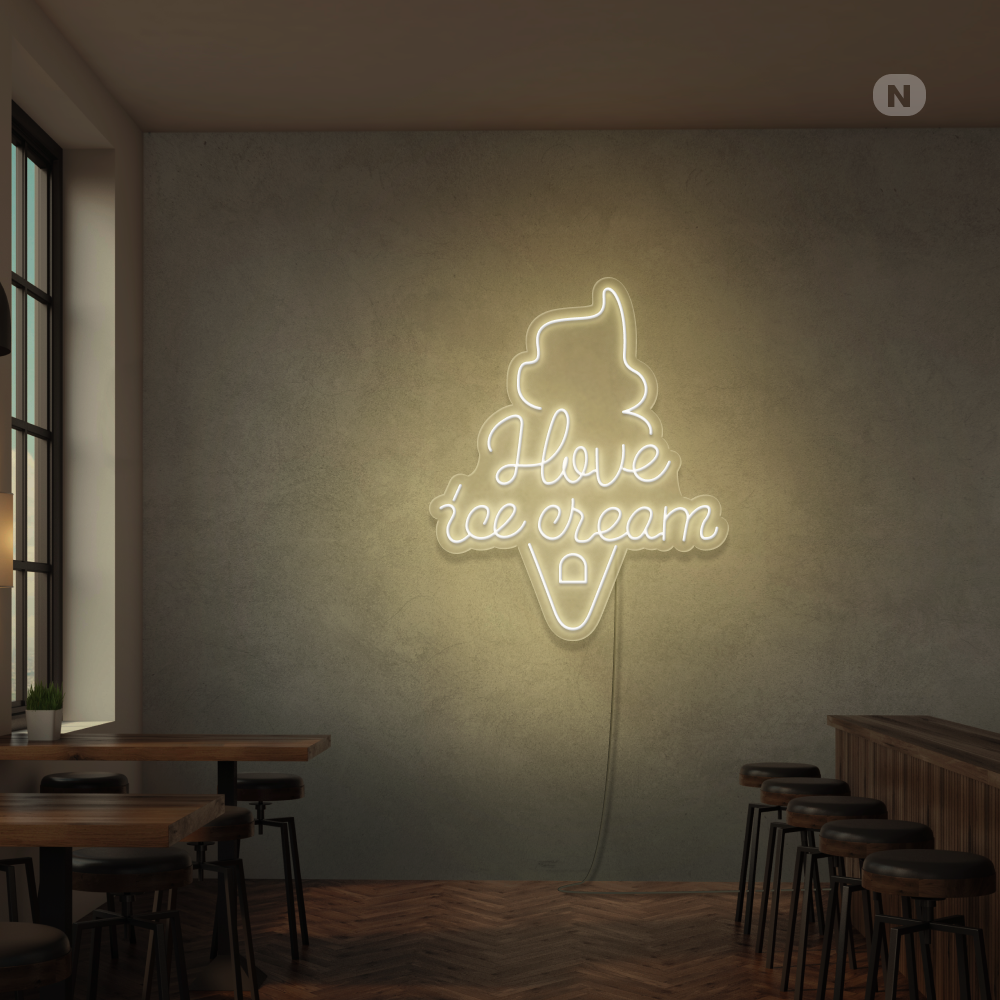 Insegna al neon I love ice cream